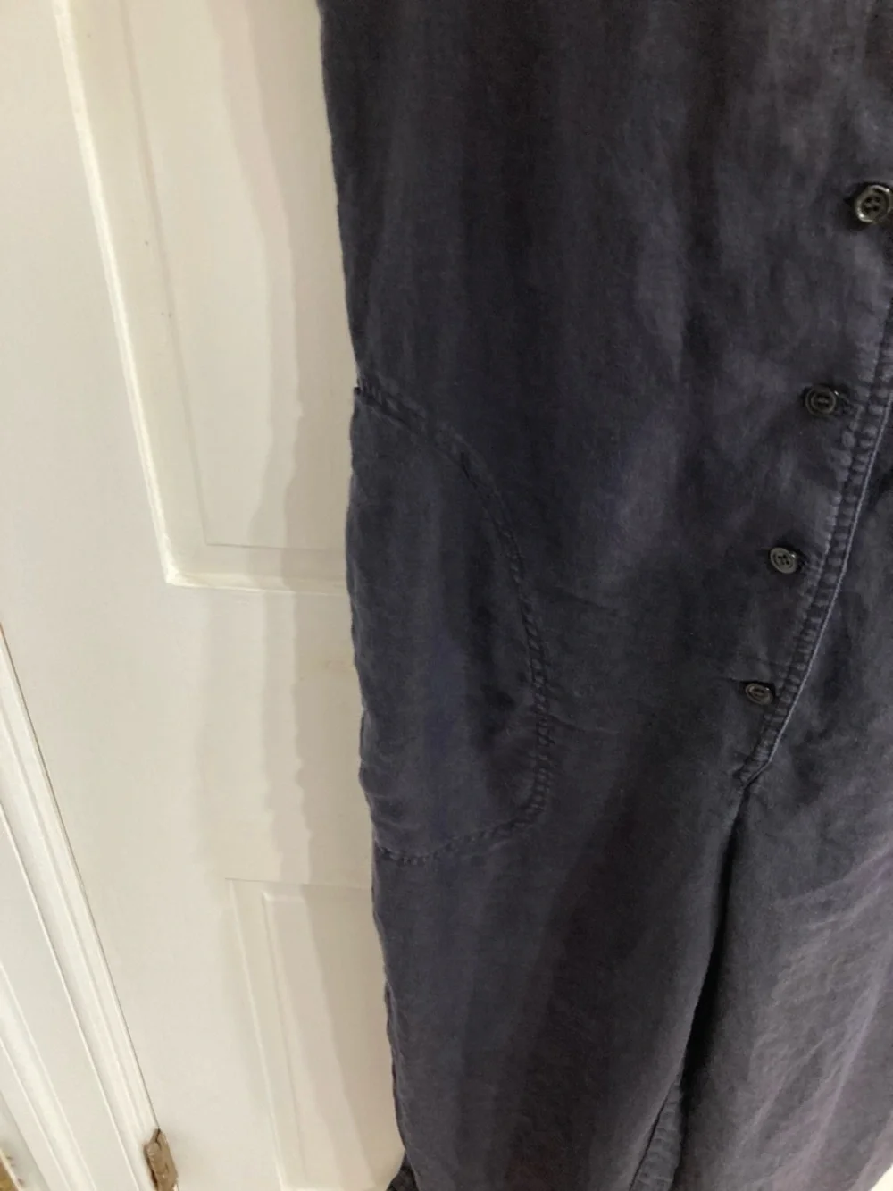 J CrewSleeveless Button-Front Jumpsuit in Deep Black linen wide leg - Picture 3 of 6